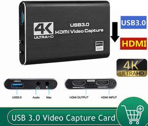 4K USB 3.0 Video Capture Card, HDMI to USB 3.0 Capture Card 4K 1080P 60FPS HD Game Streaming Capture Card for Switch Video Recording Support PS3/ PS4 /Xbox One/DSLR/Camcorders/Action Cam