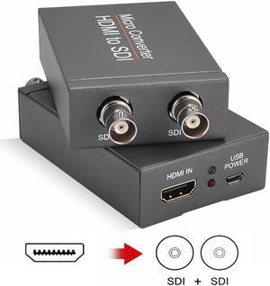 HDMI to SDI Converter Power Supply Adapter Included,HDMI in to Two SDI Output( HDMI to SDI Converter) Convert 3G/HD/SD-SDI and Support 1080P with Power Supply for SDI Monitor HDTV