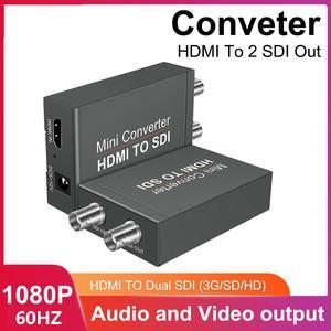 HDMI to SDI Converter, Video Converter HDMI-compatible to 2CH SDI, HDMI-compatible to Sdi 3G-SDI/HD-SDI Support 1080P with Power Supply for Cameras SDI Monitor HDTV