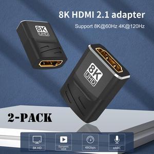 2-Pack HDMI Extender 8K HDMI 2.1 Female to Female Connector Cable Extension Adapter Coupler for PS4/3 TV Switch HDMI Extender
