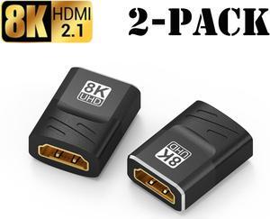 2-Pack 8K HDMI Gold Plated HDMI Female to Female Connector Supports 3D 8K HDMI Extender for TV Stick Roku Stick Chromecast Xbox PS5 PS4