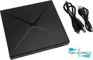 Jansicotek External DVD Drive DVD Player Support SD Card Reader for Laptop Portable USB Tpye-C CD/DVD+/-RW Drive/DVD Player CD ROM Burner Compatible with Windows Linux OS Apple Mac