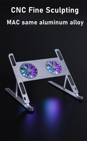 Laptop Tablet Stand, Foldable Computer Stand with Dual High-speed Cooling Fan, Ergonomic Adjustable Laptop Tablet Riser Compatible with All Laptop Tablets 11-17.3" Laptop Tablets MacBook Pro