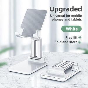 Cell Phone Stand, Angle Height Adjustable Phone Stand for Desk, Foldable Cell Phone Holder, Cradle, Dock, Tablet Stand, Case Friendly Compatible with All 4-12.9'' Phone/iPad/Kindle/Tablet, White