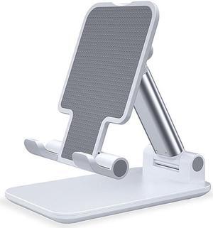 Cell Phone Stand for Desk,T9 Angle Height Adjustable Cell Phone Holder on Home and Office, Mobile Phone Stand Cradle Compatible with iPhone 13 MAX/XR XS/Samsung Galaxy/Switch,(4-12.9Inches) White