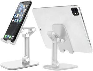 Desktop Cell Phone Desk Mount Stand Tablet Stand and Holders Adjustable for All Phone, iPad Pro 12.9/11, iPad, iPad Mini Air and More 4-12.9" Tablet (Upgraded, White)