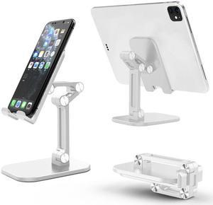 Cell Phone Stand for Desk,Angle Height Adjustable Cell Phone Holder on Home and Office, Phone Stand Cradle Compatible with 4-12.9 Inches iPhone X Xs 12 13 Pro Max XR SE/iPad/Kindle/Tablet, White