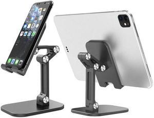 Desktop Cell Phone Desk Mount Stand Tablet Stand and Holders Adjustable for All Phone, iPad Pro 12.9/11, iPad, iPad Mini Air and More 4-12.9" Tablet (Upgraded, Black)