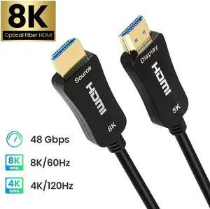 8K HDMI Fiber Optic 2.1 Cable 100FT/30M, Highwings Ultra 48Gbps High Speed Slim HDMI 8K@60Hz 4K@120Hz HDR/eARC/3D Compatible for PS5 and DVD Player 8K HDMI Fiber Optic 2.1 Cable 100FT/30M, Highwings Ultra 48Gbps High Speed Slim HDMI 8K@60Hz 4K@120Hz HDR/eARC/3D Compatible for PS5 and DVD Player