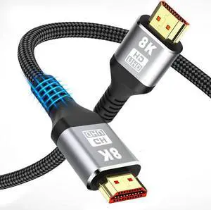 8K Certified Braided Ultra High Speed HDMI 2.1 Cable - 6.6 Feet - Black | 48Gbps, Compatible With Sony PS5, Microsoft Xbox Series X & Series S