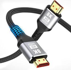8K Certified Braided Ultra High Speed HDMI 2.1 Cable - 10 Feet - Black | 48Gbps, Compatible With Sony PS5, Microsoft Xbox Series X & Series S