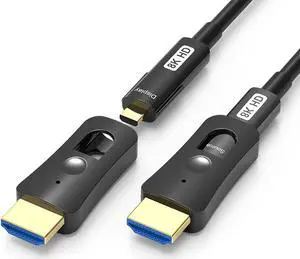 8K Long Fiber Optic HDMI Cable in Wall 33FT, Fiber HDMI Micro-HDMI 2.1 Cable Support 8K@60Hz,48Gbps, Dynamic HDR 10, eARC, HDCP2.2, 4:4:4, Compatible with Apple TV, Switch, Projector