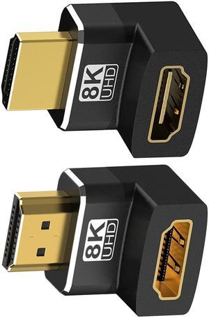 HDMI Adapter 90 and 270 Degree Right Angle Male to Female, Jansicotek 2 Pack HDMI Extender Upward Angle Converter Support 8K@60Hz / 3D&4K