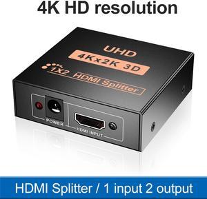 HDMI Splitter 1 in 2 Out,Jansicotek 4Kx2K @30Hz 1x2 Audio Video Distributor Support 3D Duplicate/Mirror 2 Screen for HDTV, Xbox, PS4, Blue-Ray Player, Projector (AC Adaptor Included)