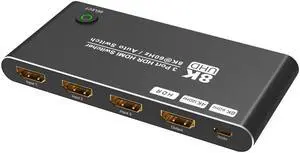 Jansicotek HDMI 2.1 Switch Ultra 8K HD Directional 8K@60Hz 4K@120Hz HDR 3in 1out High Speed 48Gbps Splitter Converter Compatible with Xbox X PS5 Aluminum Shell