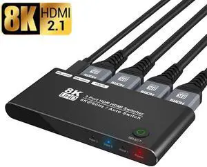 Jansicotek HDMI 2.1 Directional 3in 1out Switch 8K 60Hz 4K 120Hz Switcher Adapter 3 in 1 Out Converter Splitte For PC TV PS4 Xbox PS5 Projectors