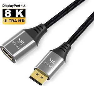 Jansicotek 8K DisplayPort to DisplayPort Extension Cable with 4K@120Hz, 8K@60Hz Video Resolution, and HDR Support, 6.6 Feet