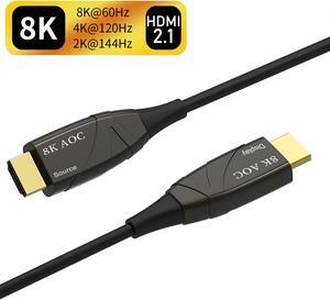 100FT 8K AOC Optical Fiber HDMI 2.1 Cable,Jansicotek Support 8K@60Hz 4K@120Hz Dynamic HDR 10, eARC, HDCP2.2, 4:4:4 7680x4320 Resolution, 48Gbps Bandwidth Optic Fiber HDMI 2.1 Cable for PS5/PS4/8K TV