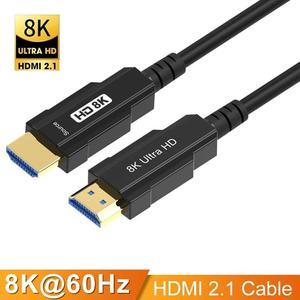8K  Fiber Optic HDMI Cable 100ft, Jansicotek Fiber HDMI 2.1 Fiber Optic Long cable in-Wall Support 8K@60Hz,4K@120Hz, 48Gbps, Dynamic HDR 10, eARC, HDCP2.2, 4:4:4, Compatible with Apple TV, Switch