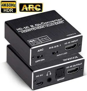 Aluminum Shell 4K@60Hz HDMI Splitter with Audio Extractor + Optical and 3.5mm Audio Output Support 3D for PS4 Xbox One DVD Blu-ray Player HD TV Projector,OZV8-1