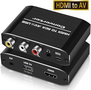 HDMI to RCA, 1920*1080 60Hz HDMI to AV 3RCA CVBs Composite Video Audio Converter Adapter  with 3.5mm Aux Audio Adapter Supports PAL/ NTSC for TV Stick, Roku, Chromecast, Apple TV, PC, Laptop, Xbox