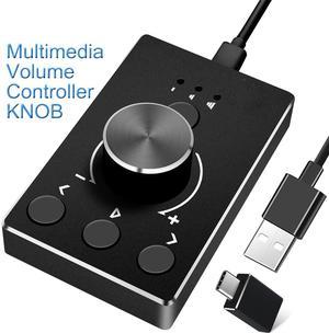 Multimedia Control Knob,Aluminum USB Volume Knob HiFi Speakers Audio Control with Mute Button, Pause/Play, Back Forward Button,PC Computer Audio Volume Controller Knob for Win7/8/10/XP/Mac OS/Linux