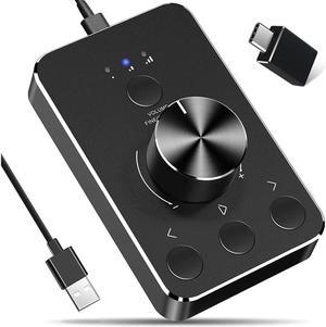 USB Multimedia Control Knob Inline Volume Controller with USB Type-C Audio Input Ports, One-Key Mute and 3 Volume Control Modes