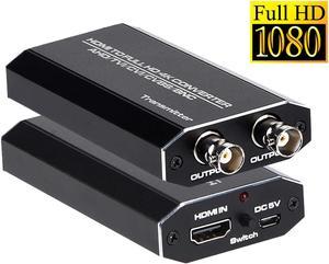 Jansicotek 1 HDMI to 2 AHD BNC Converter 1080p TVI AHD Repeater HDMI to AHD Converter with AHD Loopout 500M Repeater