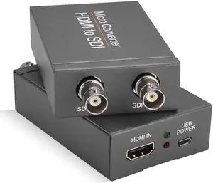 1080P@60HZ HDMI to SDI, HDMI to SDI Converter Two SDI Output Audio Embedder Support HDMI 1.3, 3G/ HD-SDI Auto Format Detection Extender Supports HDCP 1.3 for Camera CCTV (Black)