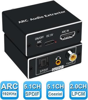 HDMI ARC to Coaxial + Optical TOSLINK SPDIF + 3.5mm Stereo Audio Extractor Converter HDMI Audio Splitter Adapter(HDMI Input, Toslink/Coaxial/3.5mm Output)