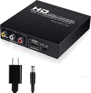 HDMI to HDMI with 3RCA Video Converter, 1080P HDMI to AV 3RCA CVBS Adapter Support 1080P, PAL, NTSC for HD TV and Older TV