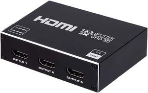 HDMI Splitter 1 in 3 Out, Jansicotek 1x3 Power HDMI Splitter 3 Ports w/AC Adapter, 4Kx2K@30Hz 3D Full HD Distributor for HDTV, STB, PS3, PS3 Pro Blu-Ray DVD Player, Projector Etc