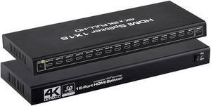 HDMI Splitter 1 in 16 Out, 4K HDMI Splitter V1.4b Powered Audio Video Distributor Duplicate/Mirror Screen, 1x16 HDMI Splitter for TV Support 4Kx2k 30Hz 3D for Xbox, PS5, Roku Blu-Ray Player, HDTV