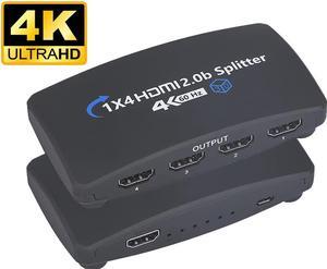 Jansicotek 4K HDMI Splitter 1x4,4K 60Hz HDMI Splitter 1 in 4 Out Support 3D, HDCP2.2, HDR, 4K@60Hz, 1080P@144Hz, RGB 8:8:8,  for Game Xbox PS5 1080p 140Hz Roku