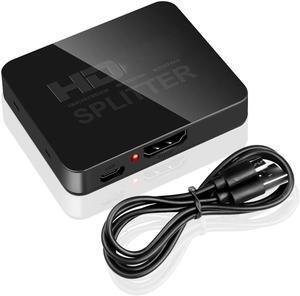 Jansicotek 4Kx2K@60Hz HDMI Splitter 1 in 2 Out, HDMI Splitter 1 to 2 Amplifier for Full HD HDMI 1080P/ 3D/ 4K for Xbox PS4 PS3 Fire Stick Roku Blu-Ray Player Apple TV HDTV