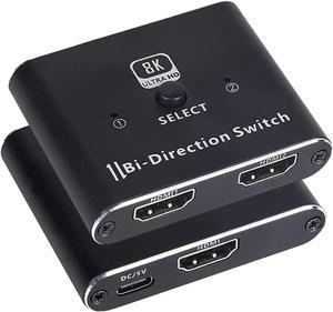 48Gbps HDMI 2.1 Switch, Ultra HD 8K HDMI Switcher Splitter 48Gbps High Speed Support HDR 8K@60Hz, 4K@120Hz, Bi-Directional HDMI Switch 2 in 1 Out for PS5/PS4, Xbox, Roku, Apple TV, Blu-ray Player