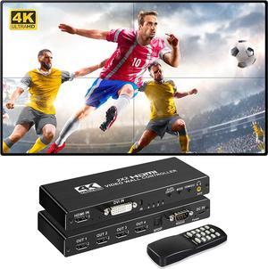 4K Video Wall Controller 2x2, 4K@30Hz HDMI Video Wall Processor Supports 1x1, 1x2, 1x3, 1x4, 2x1, 2x2, 3x1, 4x1 - 1 HDMI Input & 4 HDMI Output