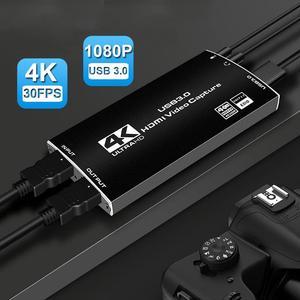 4K Capture Card, HDMI Video Capture Card to USB3.0 with Microphone & HDMI Loop-Out, Capture Card 1080p 60fps Support HDR, EDID, HDCP2.2, Compatible with Nintendo Switch/Game Console/Phone