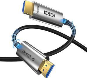 8K & 4K HDMI 2.1 Fiber Optic Cable 50ft for all HDMI devices like PS5, Xbox, Switch  8K@60Hz 4K@120Hz HDCP 2.2&2.3, eARC,HDR10, Dynamic HDR - In Wall Long HDMI Cable - Silver