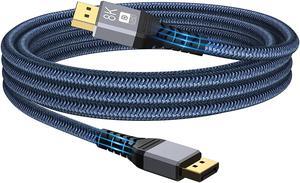DisplayPort to DisplayPort Cable 8K DP1.4 Cable Nylon Braided (8K@60Hz 4K@120Hz 165Hz 144Hz),Ultra High Speed DP to DP Cable 6.6FT Compatible with Laptop PC TV Gaming Monitor
