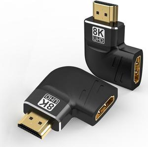 8K HDMI Flat 90 Degree and 270 Degree Adapter, Jansicotek HDMI Right Angle Adapter Male to Female HDMI 2.1 8K@60Hz 4K@120Hz Cable Adapter for HDTV Switch Laptop PS4 PS5 Xbox