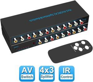 4 in 3 Out Component AV Video Switch Box, Composite 3 RCA AV Splitter RGB Selector Video Audio Switch Converter for Xbox 360 Wii PS2 PS3 DVD/VCD/EVD/HDVD