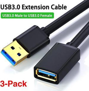 3-Pack USB 3.0 Extension Cable 1.64Ft, USB 3.0 High Speed Extender Cord Type A Male to A Female for Playstation, Xbox, USB Flash Drive, Hard Drive, Card Reader,Scanner,Printer,Keyboard