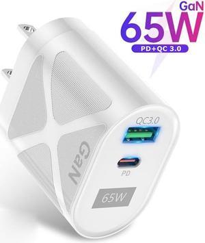 65W USB C Compact Wall Charger, GaN PPS Fast Travel Charger for MacBook Pro/Air, Chromebook, GalaxyBook, XPS 13, Pixelbook, Surface, iPad Pro, Steam Deck, and More-White