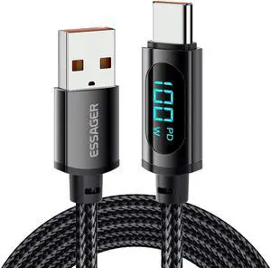 100W USB A to USB C Cable with LED Display,Jansicotek USB C Cable,USB C Charger Cable Fast Charging,PD USB C Cord for Samsung Galaxy iPad MacBook Pixel (3.3FT, 1-PACK) 100W USB A to USB C Cable with LED Display,Jansicotek USB C Cable,USB C Charger Cable Fast Charging,PD USB C Cord for Samsung Galaxy iPad MacBook Pixel (3.3FT, 1-PACK)