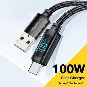 Jansicotek (6.6FT, 1-PACK) USB C Cable, Nylon Braided USB A to USB C Cable, 100W PD Fast Charging Type-C Cable with LED Display for lPad Mini/Air/Pro, MacBook Pro, Samsung Galaxy S22/S10, Pixel, LG Jansicotek (6.6FT, 1-PACK) USB C Cable, Nylon Braided USB A to USB C Cable, 100W PD Fast Charging Type-C Cable with LED Display for lPad Mini/Air/Pro, MacBook Pro, Samsung Galaxy S22/S10, Pixel, LG