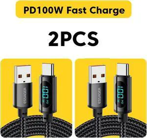Jansicotek 100W PD USB A to USB C Cable (6.6FT, 2-PACK), Fast Charging Type-C Cable with LED Display Compatible with lPad Mini/Air/Pro, MacBook Pro, Samsung Galaxy S22/S10, Pixel, LG Jansicotek 100W PD USB A to USB C Cable (6.6FT, 2-PACK), Fast Charging Type-C Cable with LED Display Compatible with lPad Mini/Air/Pro, MacBook Pro, Samsung Galaxy S22/S10, Pixel, LG