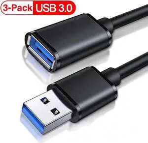 Jansicotek USB3.0 Extension Cable [1.6Ft, 3-Pack],USB Extender,USB 3.0 Extension Cable, Male to Female Cord High Data Transfer Compatible with Webcam,USB Keyboard,Flash Drive,Hard Drive,Printer