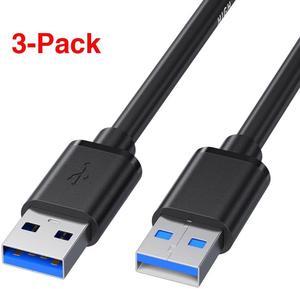 USB 3.0 A to A Male Cable[1.6Ft, 3-Pack], Jansicotek USB Cable USB3.0 Male to Male Cable Double End USB Cord Compatible with Hard Drive Enclosures, DVD Player, Laptop