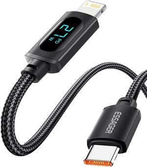 [1 Pack 6.6FT] New Nylon PD29W USB-C to Lightning Charging Cord with LED Display for [ MFi Certified] for iPhone 14 14 pro 13 13 Pro 12 Pro Max 12 11 X XS , AirPods Pro, Supports Power Delivery